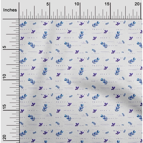 oneOone Cotton Jersey Medium Blue Fabric Leaves Watercolor Diy Clothing Quilting Fabric Print Fabric By Yard 58 Inch Wide