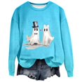 thumbnail image 1 of VBARHMQRT Chandail en Molleton Squelette Femme Automne et Hiver 2024 Tendance Imprimé Âme Sans Capuche Hauts de Sport, 1 of 2
