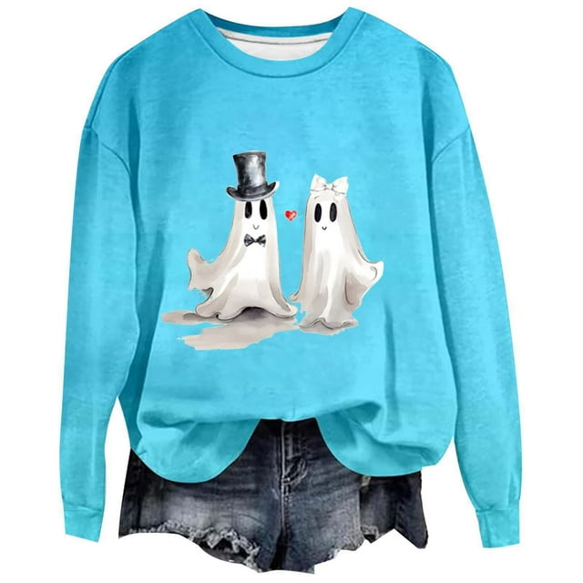 VBARHMQRT Chandail en Molleton Squelette Femme Automne et Hiver 2024 Tendance Imprimé Âme Sans Capuche Hauts de Sport