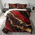 thumbnail image 2 of Erosebridal Black Gold Red Twin Quilt Set, Abstract Marble Twin Coverlet Set, 2pcs 1 Bedspread and 1 Pillowcase, 2 of 7