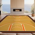thumbnail image 2 of Design&I 5'x7' Ultra Soft Area Rug, Halfcourt Symmetry Bold Arc Border Stripe Center Basketball Print Refined None Fluffy Washable Non Shedding for Bedroom Living Room Home Office, 2 of 7