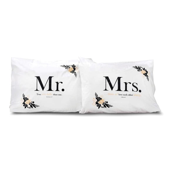 Set of 2 MR. and MRS. Cotton/Polyester Pillow Cases QGM22826