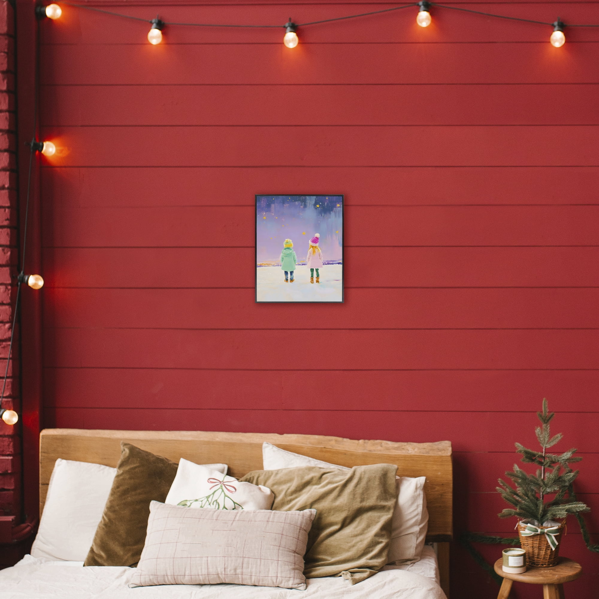 Stupell Industries Children Watching Starry Winter Sky Black Framed Giclee Art, design by The Prints Vibe