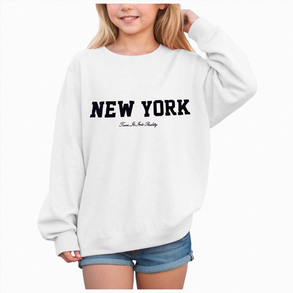 Girls Sweatshirt Letter Sweatshirts for Teen Girls Crewneck Oversized Sweatshirt Kids Fashion Long Sleeve Pullover Tops Kaprioy Girls Sweatshirt