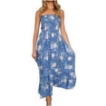 thumbnail image 2 of SMihono Robe Maxi Bohème d'Été pour Femmes Grande Taille Robe Longue Imprimée Florale Bohème Sans Bretelles pour Fête Robe de Plage, 2 of 4