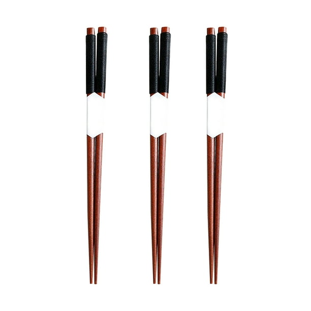 3 pares de palillos de madera con punta puntiaguda, resistentes al deslizamiento y a las torceduras (negros)