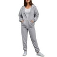 thumbnail image 2 of Sweatsuits Women 2 Piece Outfit Fleece Zip Up Jacket Oversized Hoodie Jogger Sweatpants Set Cozy Matching Sweat Sets, 2 of 5