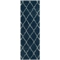 thumbnail image 3 of SAFAVIEH Montreal Vesela Geometric Diamonds Shag Runner Rug, Blue/Ivory, 2'3" x 7', 3 of 6
