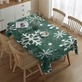 thumbnail image 2 of Green Christmas Snowflake Pattern Rectangle Tablecloth 60"x84",Waterproof Polyester Rectangle Table Cloth, Wipeable Spillproof Polyester Tablecloth for Dining, Camping, Indoor and Outdoor, 2 of 5