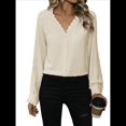 thumbnail image 2 of Camisas de Mujer con Botones, Puños de Encaje, Larga, Blusas Elegantes de con Cuello Mao, Blusas Informales de Negocios para Otoño Albaricoque L, 2 of 9