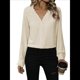 thumbnail image 2 of Camisas de Mujer con Botones, Puños de Encaje, Larga, Blusas Elegantes de con Cuello Mao, Blusas Informales de Negocios para Otoño Albaricoque L, 2 of 9