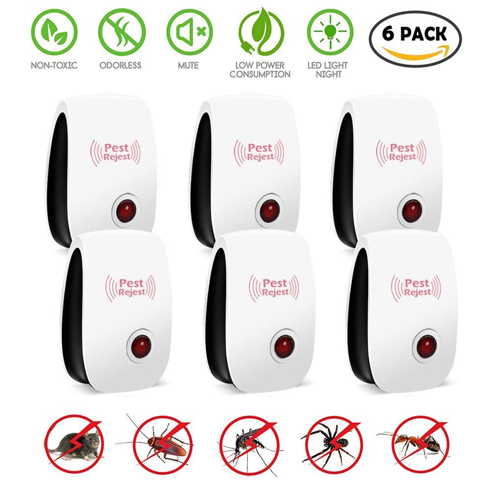 WALFRONT 6PCS Ultrasonic Pest Repeller, Indoor Spider Repellent
