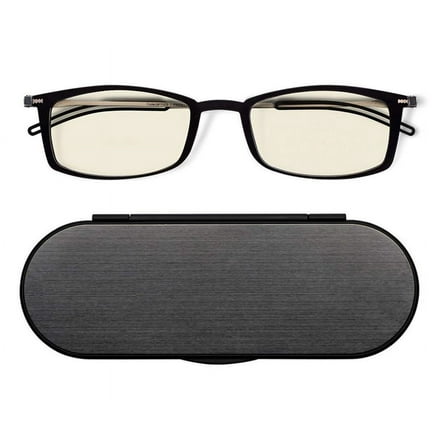 ThinOptics Frontpage Blue-Light Blocking Computer Reading Glasses and Milano Aluminum Case, Black Frames/Blue Light Filtering