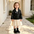 thumbnail image 2 of Infant Baby Girls Toddler Moto Jacket Long Sleeve Zip Up Faux Leather Warm Cozy Windproof Elegant Outerwear 9-12 Months, 2 of 9