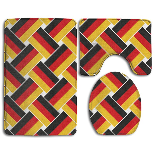 ABPHQTO Repetición de la bandera de Alemania Juego de alfombras de baño de 3 piezas Alfombra de baño Alfombra de contorno y tapa de inodoro ABPHQTO Cont-CHAPPLE-23580
