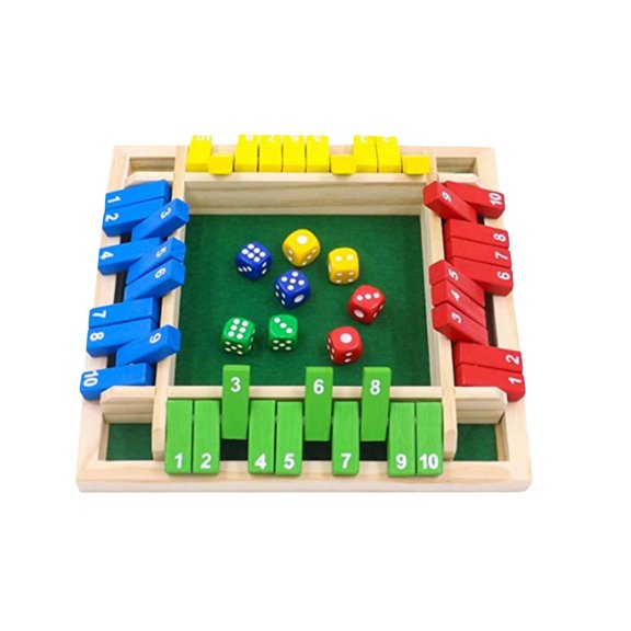 MKHSQHDG Today's Deals Shut The for 4 Players Wooden Game Dice Games Educational Dice Game Great Family Board Games Holiday Travel Game Math Learning Education for Kids 3 4 5 6 Ye