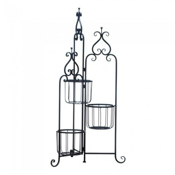 BLACK IRON TRIPLE PLANT STAND