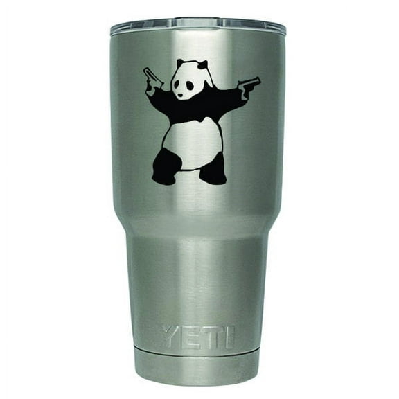2- Pack Banksy Shooting Panda Decal Sticker (DECAL ONLY CUP NOT INCLUDED) | 3-Inches | Black Vinyl | Yeti RTIC Orca Ozark Trail Tumbler Decal