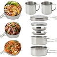 thumbnail image 3 of Backpacking Camping Cookware 8PCS Stainless Steel Mini Picnic Cooking Mess Kit Pot and Pan Set with Plates Cups for Outdoor Camping Hiking, 3 of 9