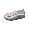 thumbnail image 1 of Zapatos casuales para mujer, zapatos para caminar, zapatos de plataforma, parte superior de PU, suela de goma suave Caqui, 1 of 9