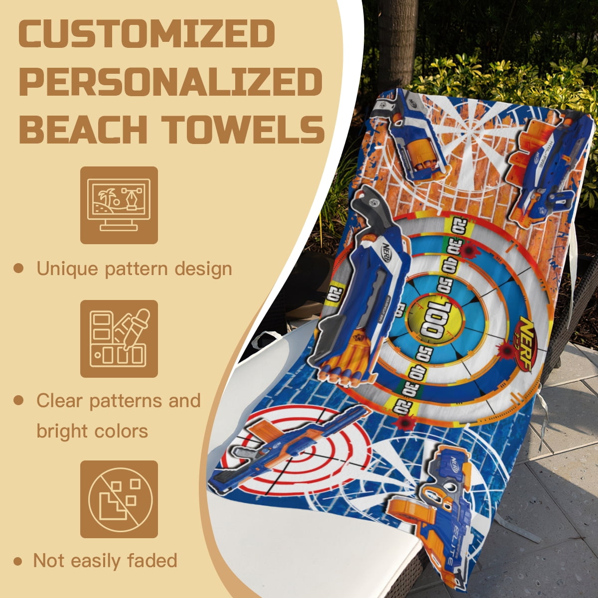 Nerf Beach Towel 30"x60"for Women Girls Boys Teenager Men Quick Drying Microfiber Birthday Gift