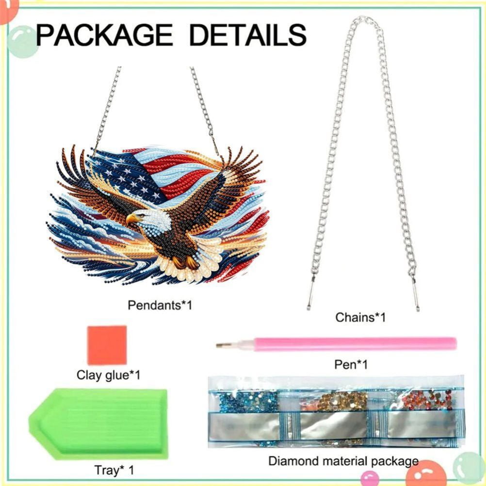 FLOPESN DIY Diamond Art Painting American Independence Day Creative，9.84*9.84in Eagle  Design, Acrylic Material Irregular Shape Home Decoration Pendant