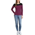 thumbnail image 2 of INSPIRE CHIC Women's Blouse Striped Color Block Long Sleeve Causal T-Shirt M 2, 2 of 5
