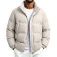 thumbnail image 2 of MYAOYI Mens Quilted Puffer Coat Stand Collar Snap Button Winter Outerwear, 2 of 6