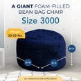 thumbnail image 3 of Ultimate Sack 3000 3-Foot Bean Bag Chair, Oversized Foam Lounger, Navy Fur Cover, 3 of 3