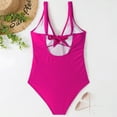 thumbnail image 5 of Spring Saving GaThRRgYP Women One Piece Swimsuits,Women Solid with Chest Pad without Underwire Bikini Deep V One-piece Swimsuit, 5 of 8