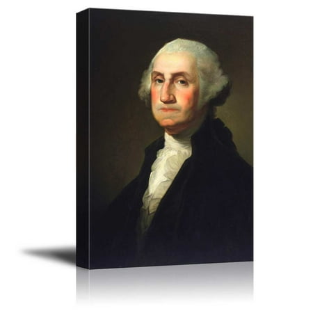 - wall26 - Portrait of George Washington by Gilbert Stuart (1st President of the United States) - American Presidents Series - Canvas Wall Art Gallery Wrap Ready to Hang - 12x18 inches