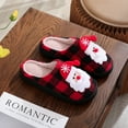 thumbnail image 3 of BERANMEY Christmas Slippers for Women and Men Black Red Plaid Santa Claus Pattern House Slippers with Plush Lining & Thick Sole Festive His & Hers Indoor Home Shoes, 3 of 8