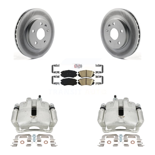 Transit Auto Front Disc Brake Caliper Coated Rotors and Ceramic Pads Kit for Car 2011 Buick Regal 2.0L with Solid Rear KCG-100431N
