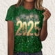 thumbnail image 2 of Camisetas Casuales de Mujer Año Nuevo Impreso Suéter de Manga Corta Cuello Redondo, Top de Moda para el Uso Diario, 2 of 4