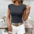 thumbnail image 2 of BUIGTTKLOP Crop Tops for Women Cap Sleeve Shirts Crewneck Stretchy Slim Fitted Basic Summer Tees Tops, 2 of 6