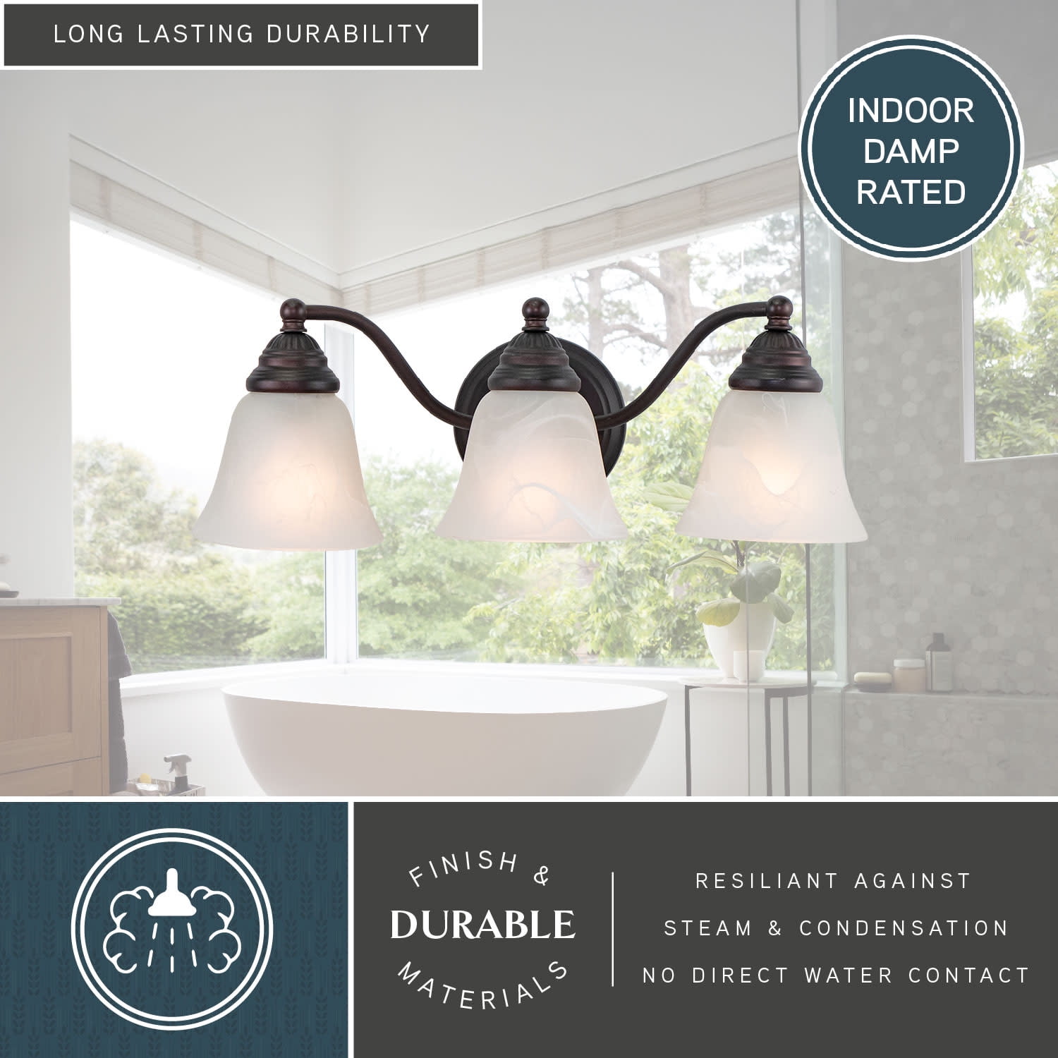 Standford 3 Light Bronze Bathroom Vanity Fixture