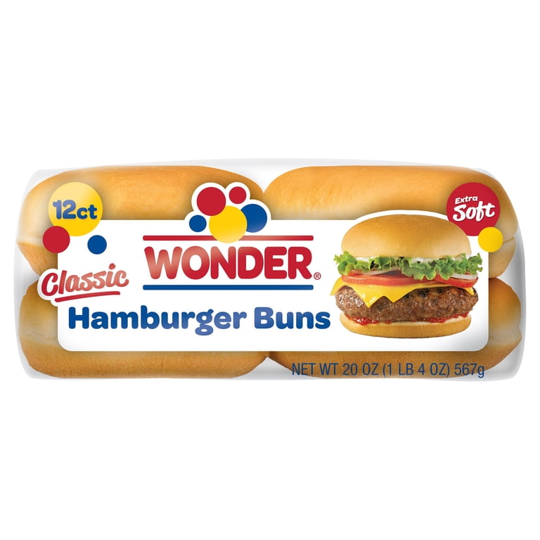 Wonder Bread Classic Extra Soft White Bread Hamburger Buns, 20 oz