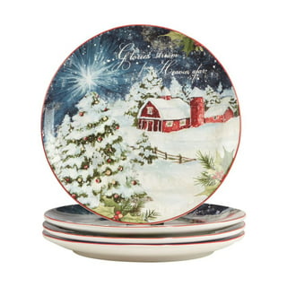 Certified International Christmas Lodge Snowman 11 Dinner  Plates, Large, Multicolor, Set of 4: Dinner Plates