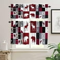 thumbnail image 2 of Bear Deer Buffalo Plaid Curtain Set, Vintage Buffalo Plaid Patchwork Deer Bear Paw Mountain Pine Tree Cottage Style Window Valances and Tier Set for Kitchen Living Room Café Décor, 2 of 4