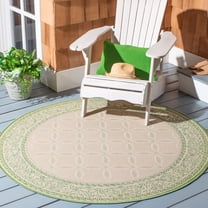 Safavieh Courtyard Gaus Oriental Indoor/Outdoor Area Rug, Natural/Olive, 5'3" x 5'3" Round