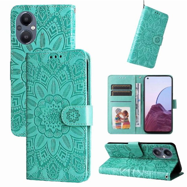 Funda tipo cartera GANGXUN para OPPO Reno 7 Lite , diseño girasol, cuero PU, soporte, cierre magnético, tarjetero