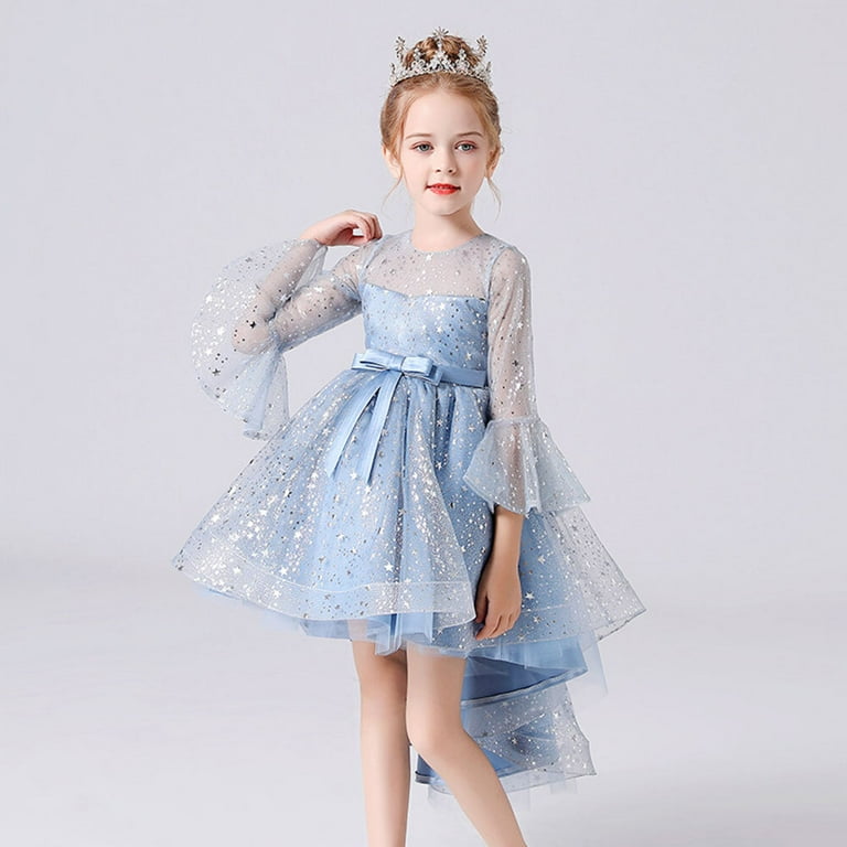 Princess Girls Dress for Wedding Birthday Party High Low Ball Gown