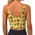 thumbnail image 3 of Bixox Women's Car Tent Trees Pattern Fitness Navel Tank Top U-Back Yoga Tank Top Sweatshirt Sports Bra, 3 of 7