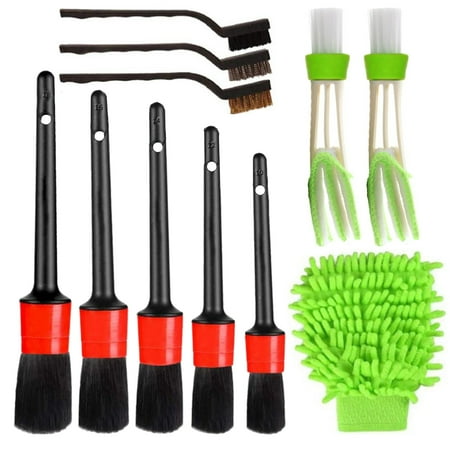 

11 Pcs Car Cleaner Brush Set Including Premium Detail Brush Wire Brush and Car Wash Mitt Automotive Air Conditioner Brush Auto Detailing Brush for Cleaning Wheels Interior Exterior Leather