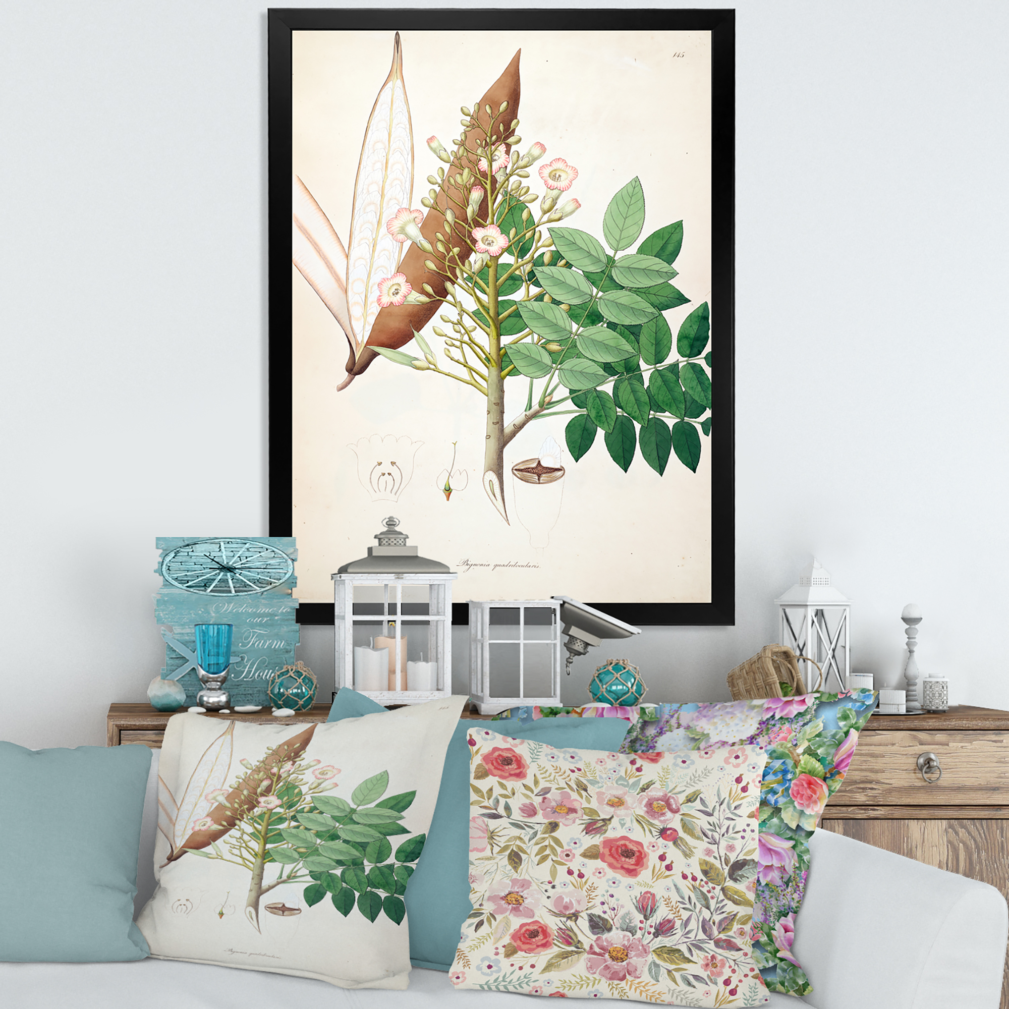 Designart 'Ancient Botanicals IX' Farmhouse Framed Art Print