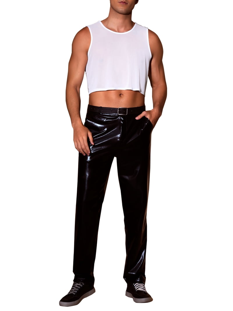 INSPIRE CHIC Inspired Men's Tank Tops Sheer Crop See-Through