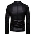 thumbnail image 2 of SWSMCLT Men's Moto Biker Jacket Warm Slim Fit Faux Leather Jacket Solid Vintage Band Collar Full Zip Motorcycle Jackets Black 38, 2 of 4