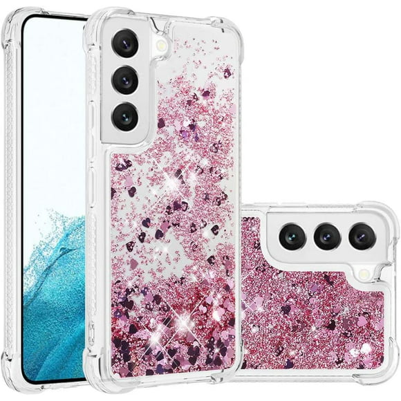 COTDINFOR Compatible with Samsung Galaxy S22 Case Glitter Liquid Cute Clear Phone Case Floating Quicksand Shockproof