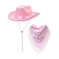 thumbnail image 1 of Sombrero de vaquero y bandana jinwen sombrero de Panamá rosa, 1 of 8