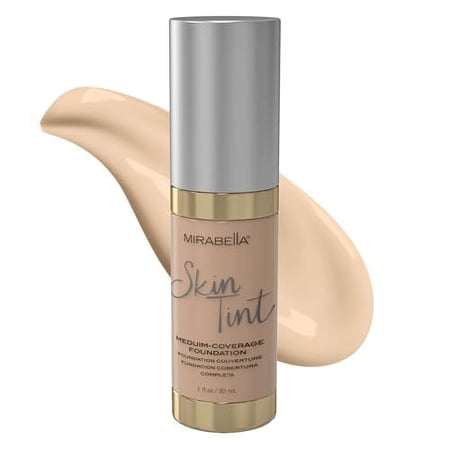 Mirabella Skin Tint Creme Liquid Foundation Makeup, Oil-Free Mineral Foundation for Medium Coverage - w/Hyaluronic Acid, Squalane, & Allantoin for All Skin Types - IVC Cool